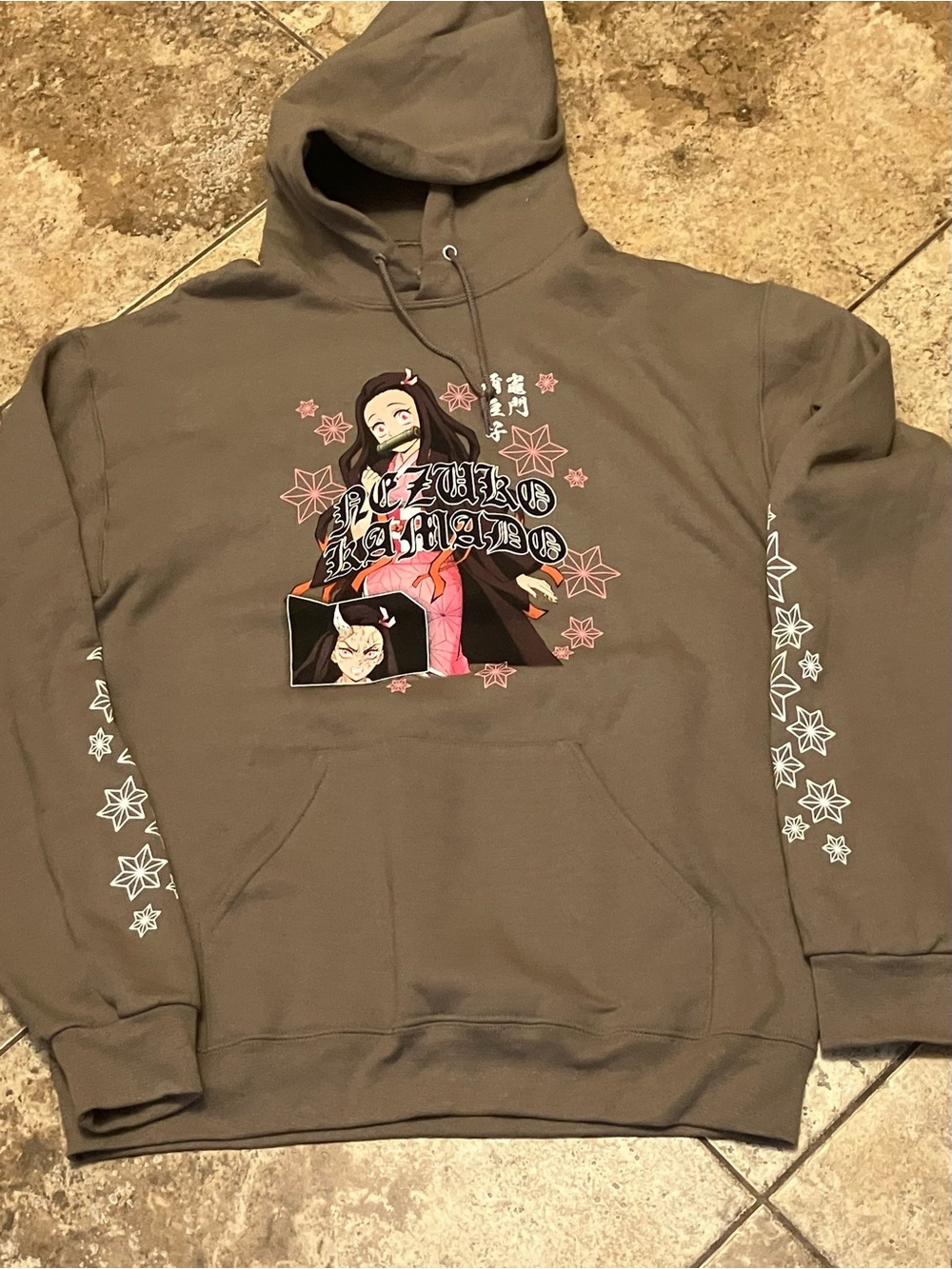Nezuko Kamado Graphic Brown Pullover Hoodie - Anime-Inspired Men